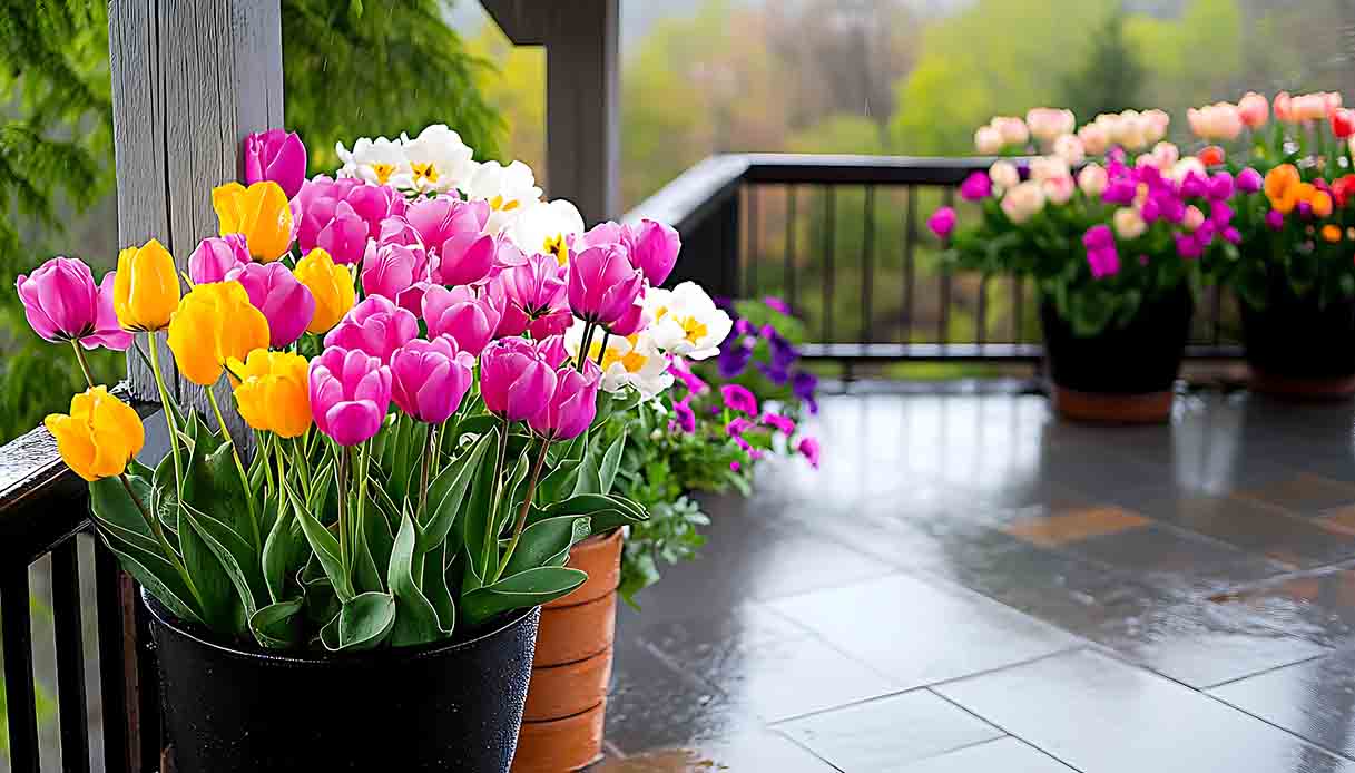 Come tenere pulito un balcone fiorito in estate