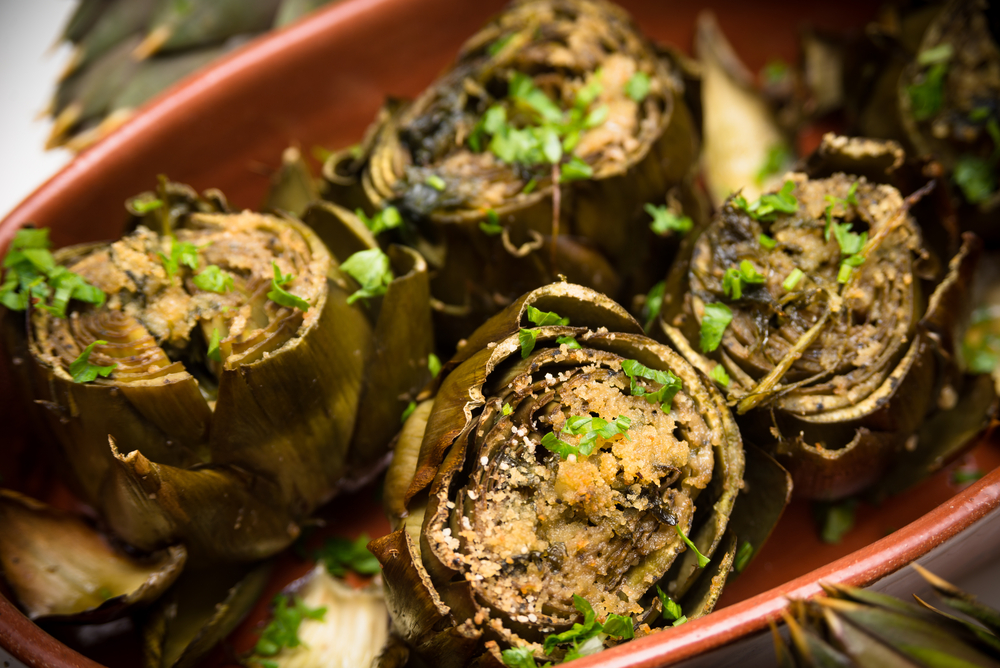Carciofi gratinati aglio e limone