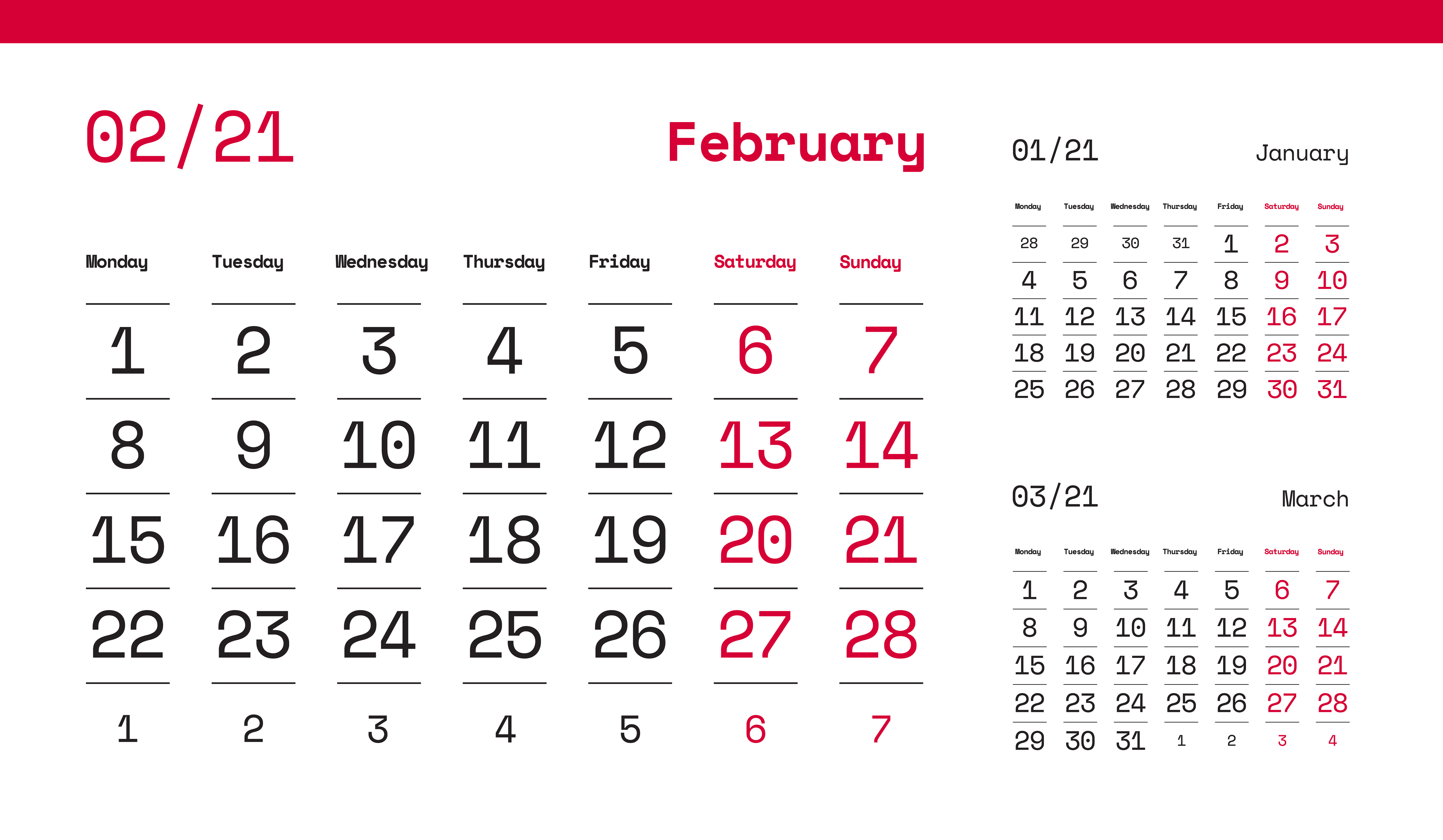 Calendario febbraio 2021 da stampare: 11 modelli gratis