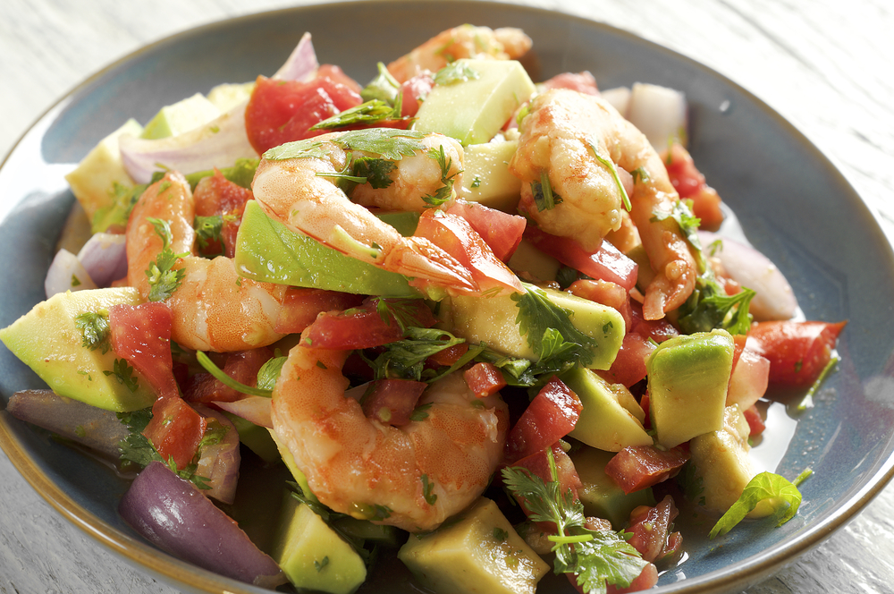 Insalata di gamberi e avocado in salsa di miso